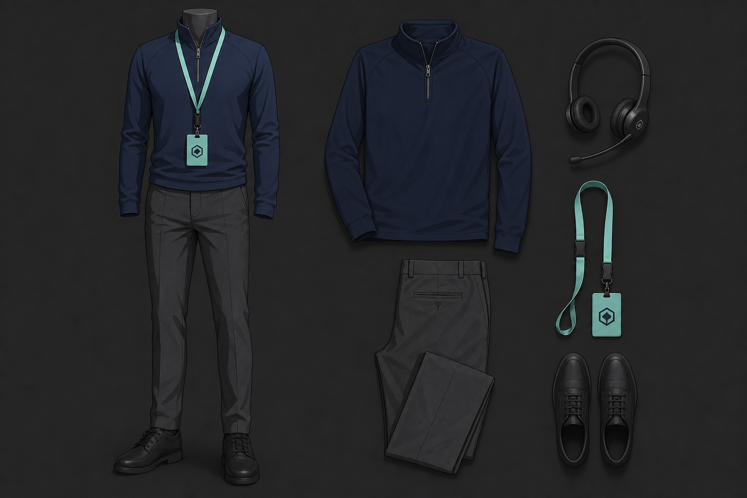 HELLO SAI analyst wardrobe reference - dark SOC friendly team outfit