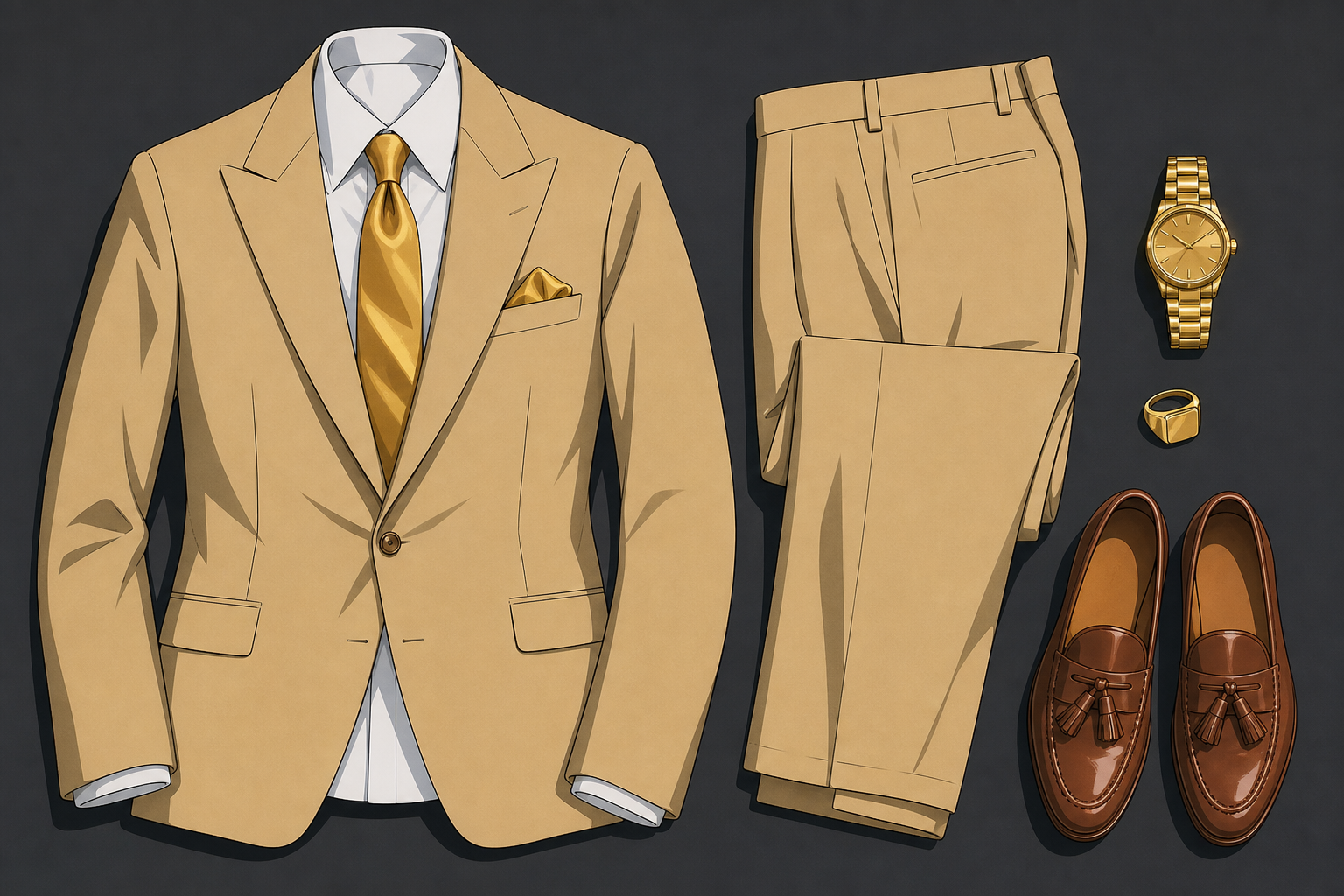 Ace sport coat wardrobe alternate — tan peak lapel