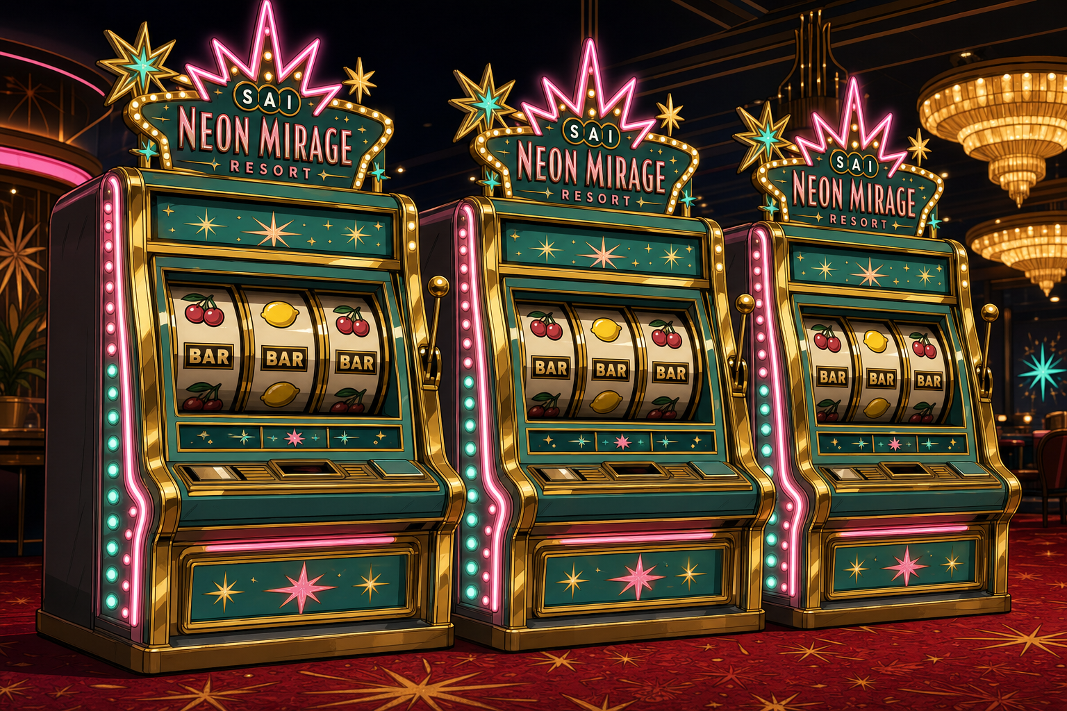 SAI Neon Mirage slot machine bank reference