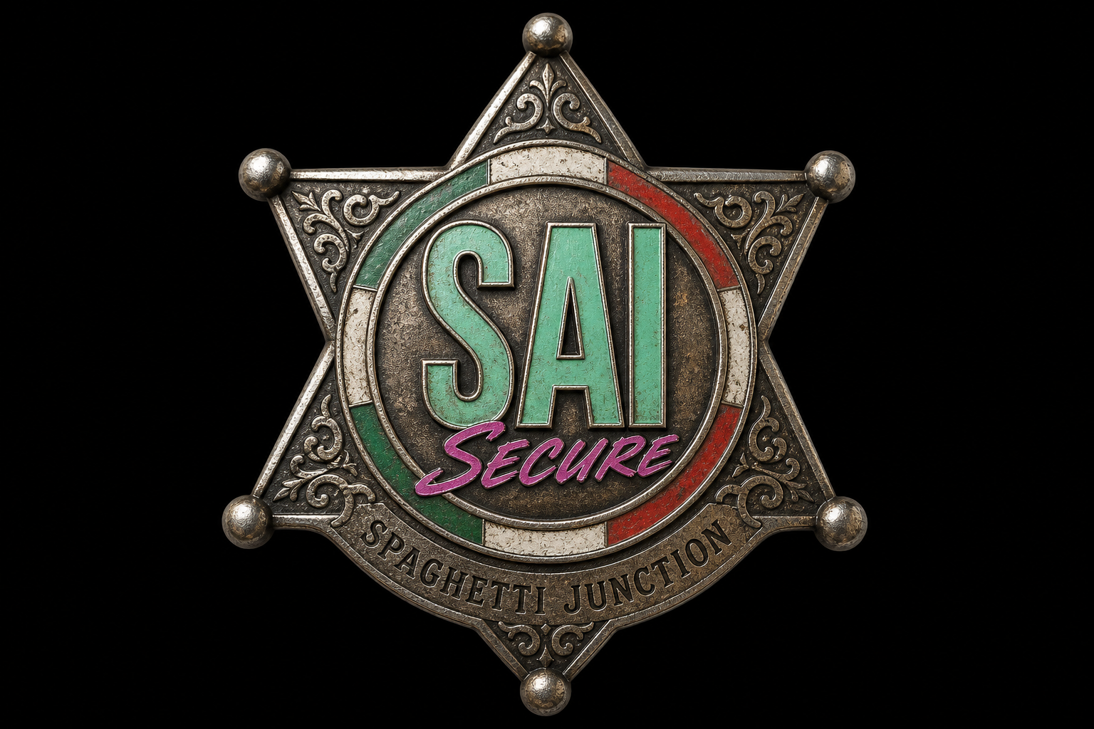 Spaghetti Junction marshal badge - SAI Secure bounty hunter insignia