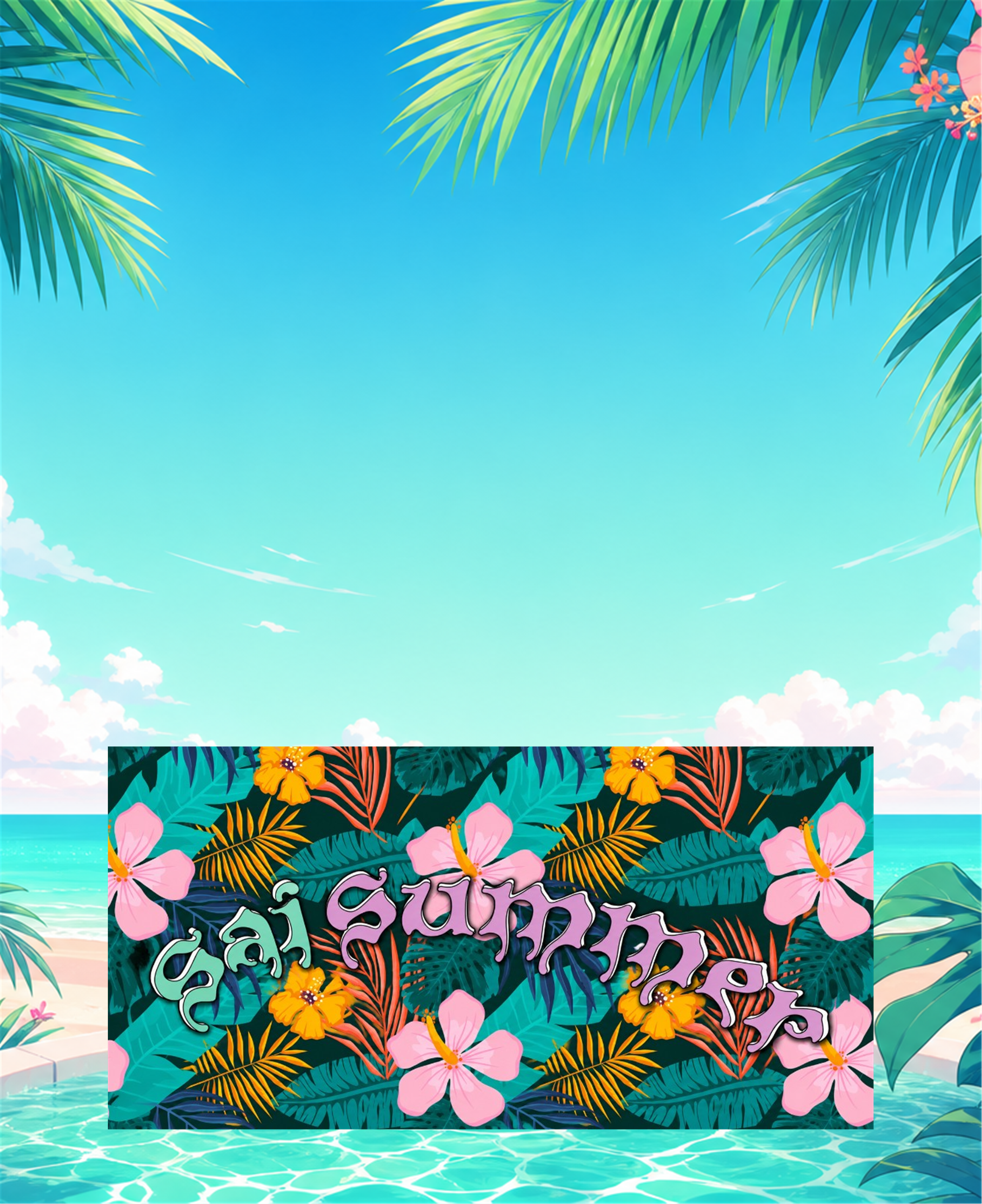 Motorola Razr+ 2025 main screen wallpaper — SAI Summer tropical pool and beach
