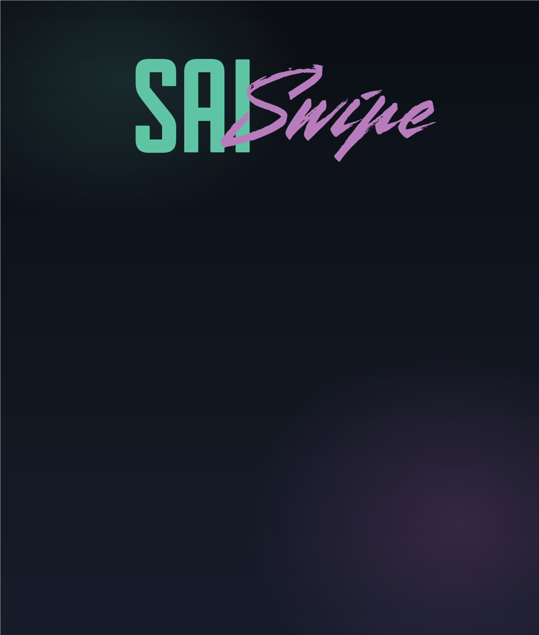 Motorola Razr+ 2025 cover screen wallpaper — SAISwipe logo on dark gradient